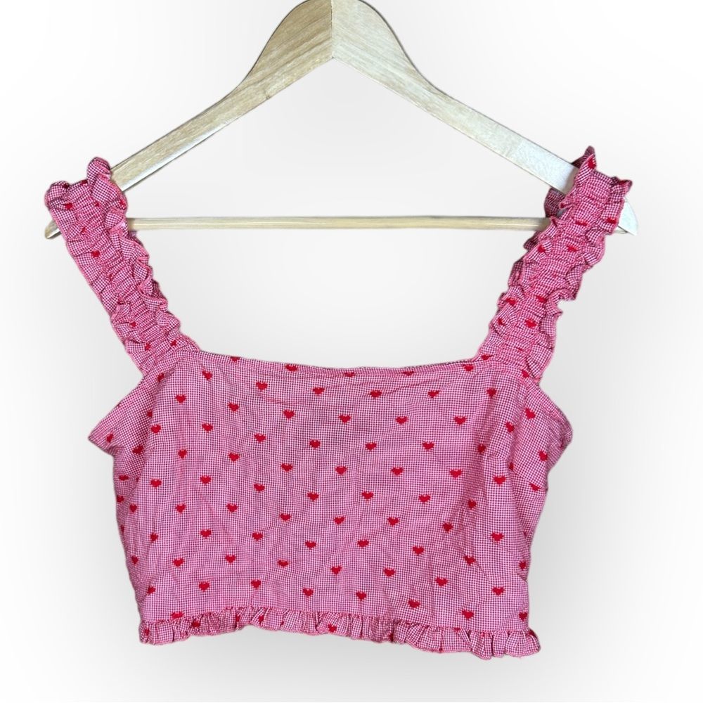 Cider Heart Pattern Crop Top Size Large L